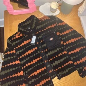 Dickies Striped Fleece Jacket - Black, Orange, Green
